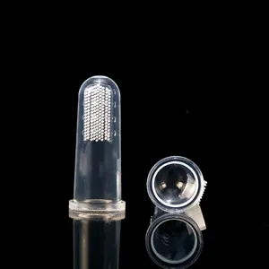 Clear silicone finger toothbrush for cats and dogs with soft bristles and reflection
