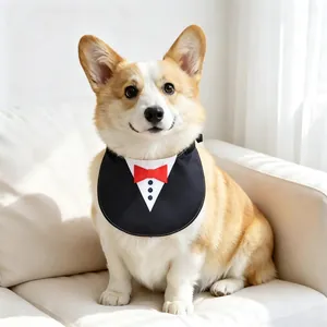 Bavaglino per cani stile smoking su un Corgi, perfetto per occasioni formali