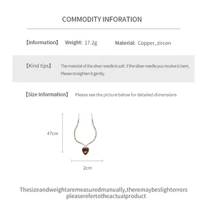 Detailed size and material specification for the gold-plated zircon heart pendant necklace