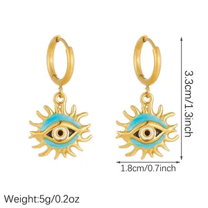 Dimensions détaillées et mesure du poids pour les boucles d'oreilles soleil mauvais œil