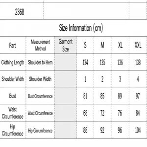 Size chart for off-shoulder sequined evening dress showing bust and waist measurements