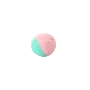 Soft macaron colored plush ball toy for cats chasing and boredom relief in pink and teal