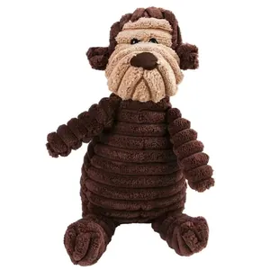 Giocattolo di scimmia di peluche in velluto a coste per cani con squeak