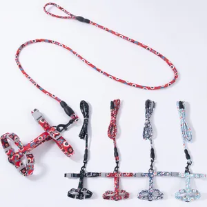 Ensemble Harnais Et Laisse Pour Animaux De Style Japonais Floral Pour Petits Chiens Et Chats Réglable En Forme De H