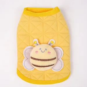Gilet trapuntato giallo per animali domestici con simpatico design a ape in peluche 3D