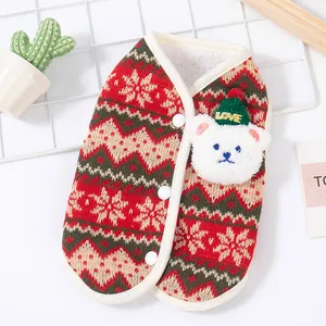 Cozy Christmas-themed pet vest with a cute 3D plush bear for small dogs and cats
