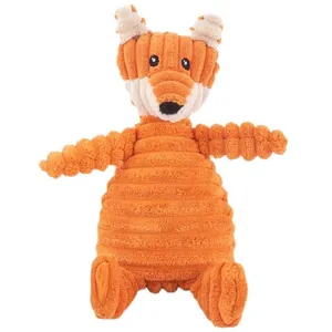 Durevole giocattolo di peluche a forma di volpe in velluto a coste per cani