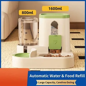 Automatische Voerbak En Waterdispenser Combinatie Zwaartekracht Voeropslag En Drinkbak Voor Katten En Honden Grote Capaciteit Kunststof