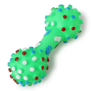 Giocattolo Sonoro per Cani a Forma di Manubrio con Spilli in Vinile Pulizia Denti Osso Zampa Interattivo Colorato
