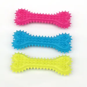 Jouets en os TPR à pointes colorées pour le nettoyage dentaire des chiens, trois couleurs.