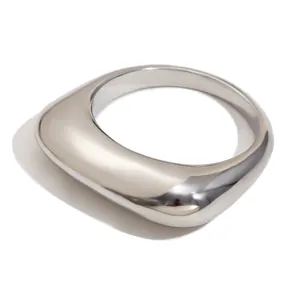 Anello in acciaio inossidabile argento minimalista con design geometrico irregolare