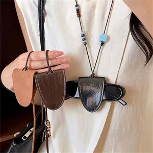 Vintage Leer Hout Geometrische Hanger Halsketting Voor Vrouwen Handgemaakte Lange Truiketting Minimalistisch Casual Sieraden