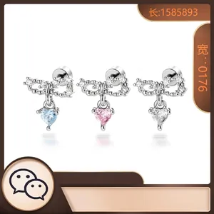 Süße Herzanhänger Helix Ohrstecker Titanlegierung Stift Zirkonia Schleife Brille Piercing Schmuck Für Damen