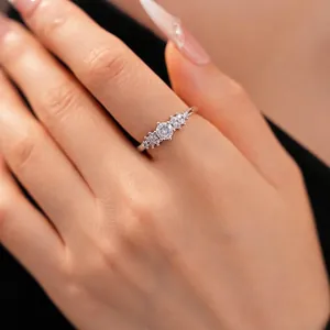Elegant silver-toned open ring featuring a sparkling round zircon cluster design for women