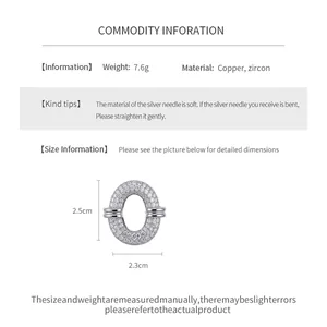 Detailed product specifications of hollow zircon ring with weight and size data