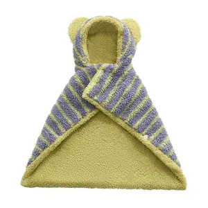 Cute striped pet hooded cloak blanket with bear ears for small dogs and cats