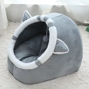 Cartoon Cartoon Pet Bed Semi-Enclosed Warm Windproof Cat House Small Medium Dog Bed With Removable Cushion Rabbit Ox Cat Shape