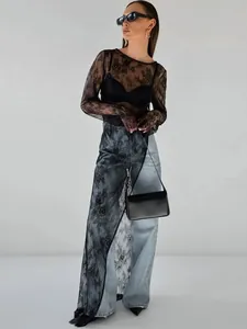 Robe sexy en dentelle noire transparente avec fente asymétrique mode été 2026