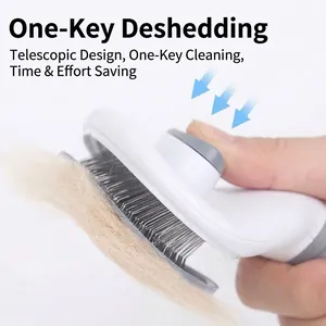 Professional self-cleaning pet grooming brush for efficient hair removal and de-matting