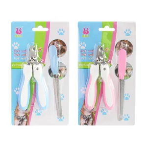 Professionelles Nagelknipser- und Feilen-Set für Haustiere, Katzen und Hunde, Blau/Rosa
