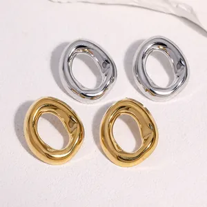 Stainless Steel Irregular Geometric Stud Earrings For Women Waterproof Non-Fading Minimalist High-End Loop Circle Jewelry