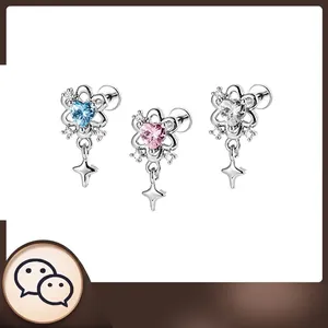 Vintage Herz Stern Zirkonia Titanlegierung Innengewinde Knorpel Ohrstecker Retro Sonnenstern Kupfer Piercing Schmuck Für Damen