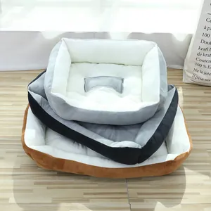 Soft Rectangle Dog Bed With Bone Pillow Four Seasons Universal Washable Pet Nest For Large Medium Small Dogs Cats PP Cotton Filling