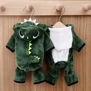 Lustiges Dinosaurier Kostüm Hund Herbst Winter Kleidung Verdicktes Fleece Haustier Bekleidung Vierbeiniges Kapuzen Katze Outfit Halloween