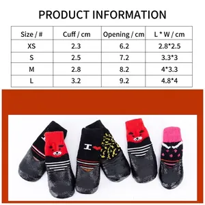 Chaussettes imperméables antidérapantes pour petits chiens et chats avec guide tailles