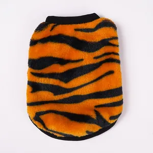 Gilet in morbido peluche per animali con motivo a strisce di tigre per piccoli cani e gatti
