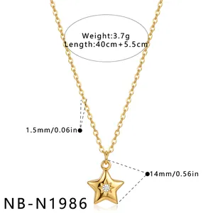 Nahaufnahme der Goldstern-Halskette mit Maßen 14 mm und 3,7 g Gewichtsinformationen