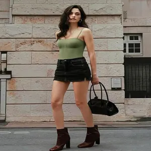Chic olive green camisole top with built-in padded bra for a flattering slim fit