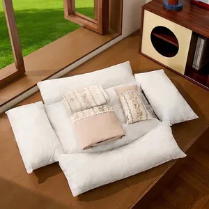 Premium detachable and washable thick pet bed sofa cushion with floral pattern fabric covers
