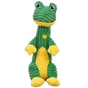Giocattolo cigolante per cani a forma di rana in peluche verde con ricamo a cuore