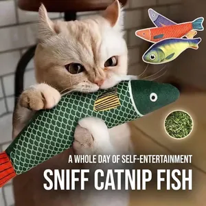 Interaktives Katzenminze-Fisch-Plüschtier für Katzen, ideal zum Selbstspielen