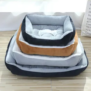 Soft stacked multi-size rectangular plush pet beds for dogs and cats in various colors