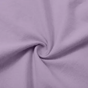 Detail showing soft texture of light purple cotton linen fabric for casual dress.