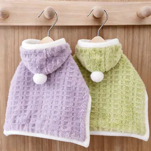 Pet Dog Cat Hooded Cloak Winter Warm Small Dog Clothes Soft Polyester Checkered Puppy Kitten Cape Blanket With Pom Pom