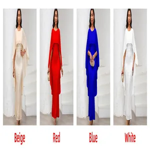 Elegantem Pailletten-Maxikleid mit Chiffon-Cape in vier Farben für Abendpartys