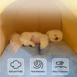 Cuccia invernale chiusa per cani di piccola taglia con tappetino caldo e soffice interno