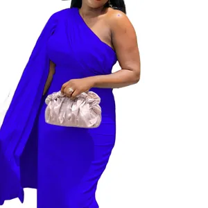 Elegantes königsblaues One-Shoulder-Maxikleid mit Falten für formelle Anlässe und Abende
