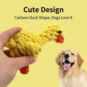 Juguete de cuerda de algodón tejido a mano para perros con forma de pato para la dentición