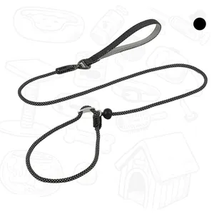 Durable reflective P-chain training dog leash showing adjustable slip lead hardware