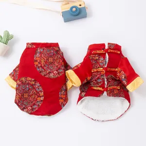 Traje festivo Tang de Año Nuevo chino para mascotas con forro polar cálido para perros