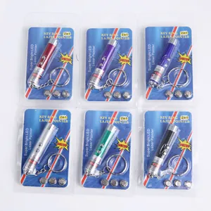 Tragbarer 2-in-1 LED-Laserpointer und Schlüsselanhänger Katzen-Spielzeugset in 6 Farben