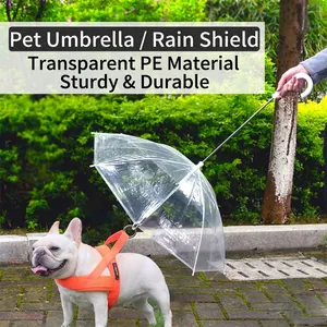 Parapluie Transparent pour Chien Avec Laisse Intégrée pour Petits Chiens Teddy Bouledogue Français Accessoires de Promenade