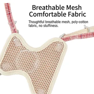 Breathable mesh cat harness with comfortable polyester-cotton fabric and strap