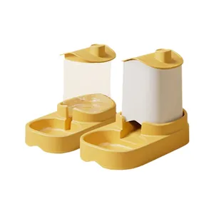 Ensemble de distributeur automatique d'eau et de nourriture jaune pour animaux domestiques