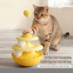 Jouet Interactif Culbuto pour Chat Avec Balle en Peluche à Ressort et Balles Roulantes à Circuit Multicouche pour Soulager l'Ennui Articles pour Animaux