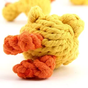 Juguete de pato de cuerda de algodón duradero para perros, ideal para dentición y juego.